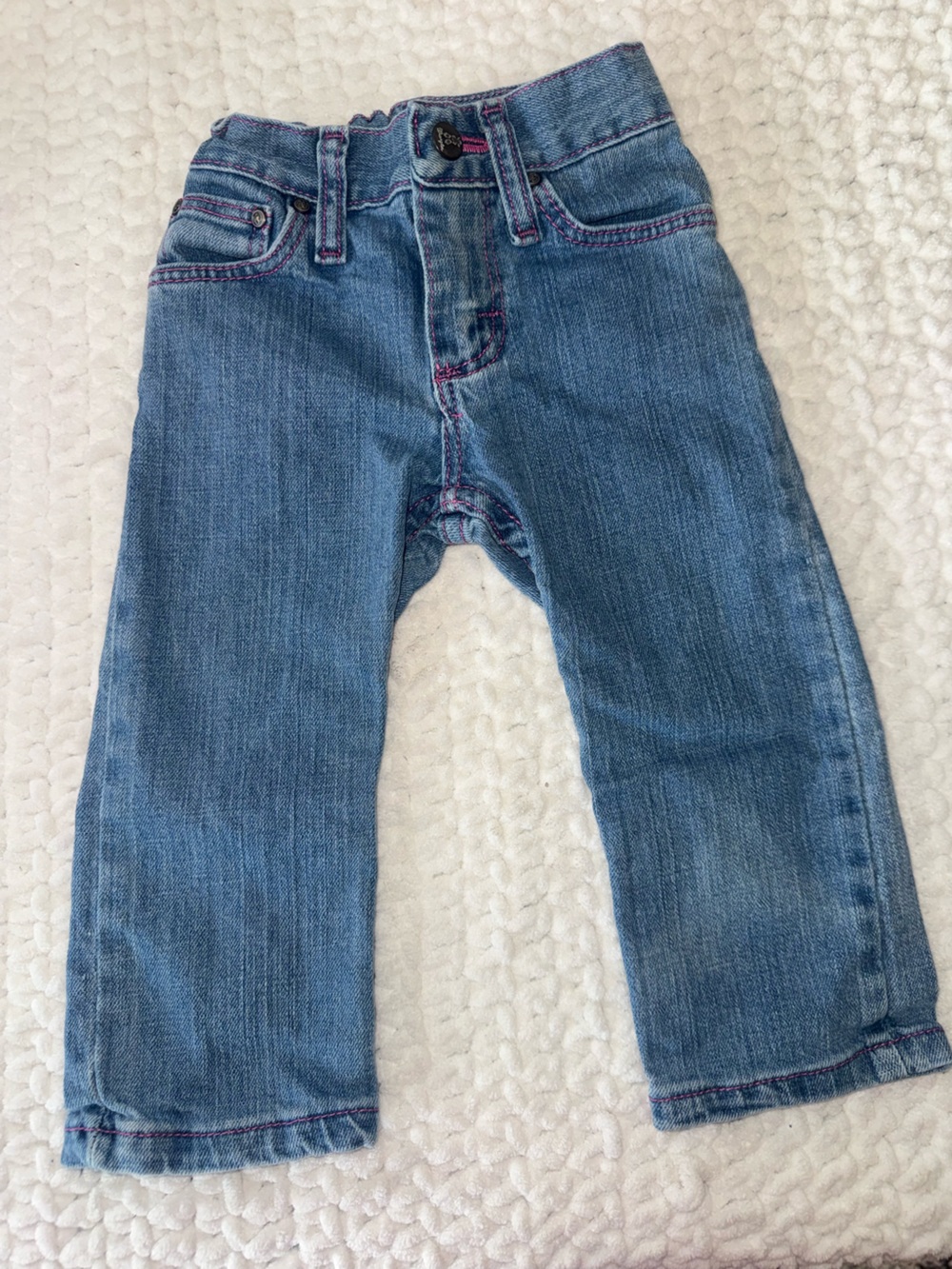 Wrangler Kids Blue Jeans with Pink Stitching